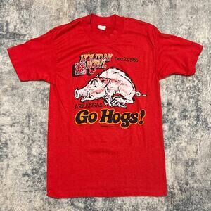 Vintage 1985 Holiday Bowl Arkansas Razorbacks T-Shirt Small Single Stitch Red